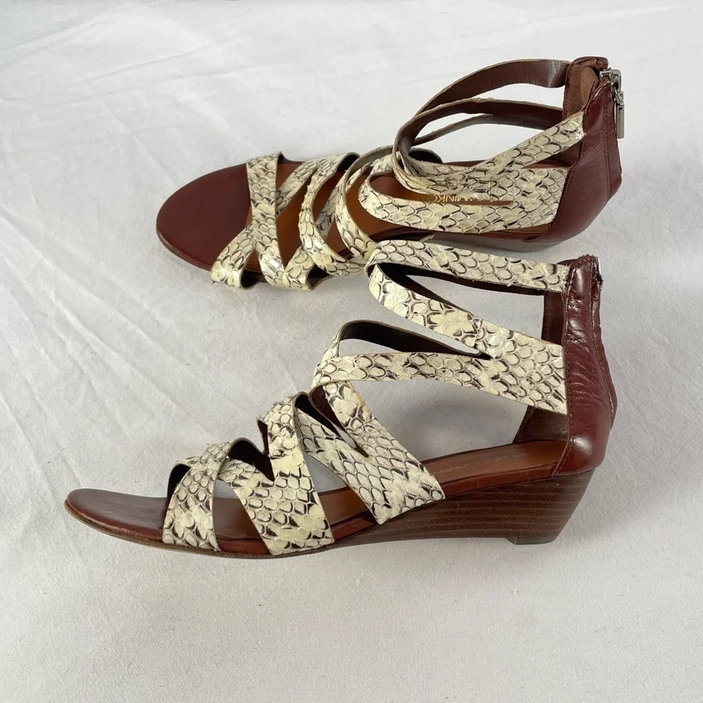 Rebecca Minkoff Strappy Leather Wedge Sandal in Snakeskin Size 6.5